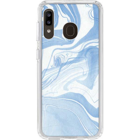 Blue Marbling Galaxy A20 Clear Case